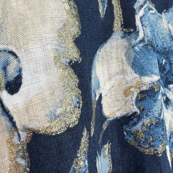 NEW NWT JM Collection SZ 16 100% LINEN Metallic Sparkly Blouse Shirt Top Blue - Picture 10 of 13